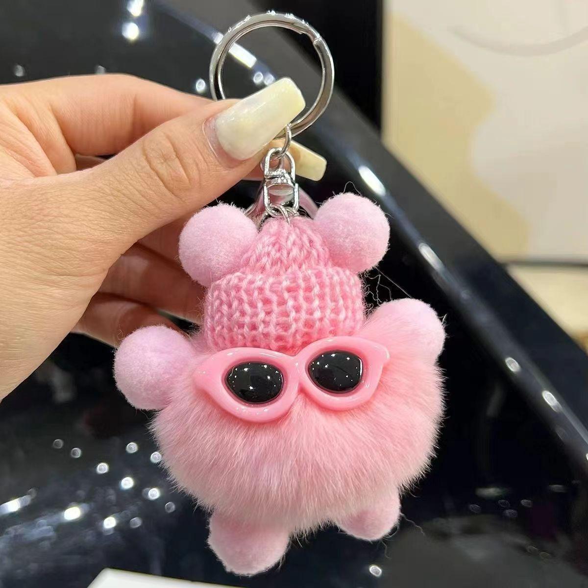 

Imitation Rex Rabbit Fur Little Briquette Elf Car Keychain Pendant Ins Internet Celebrity Cute Plush Doll Bag Pendant