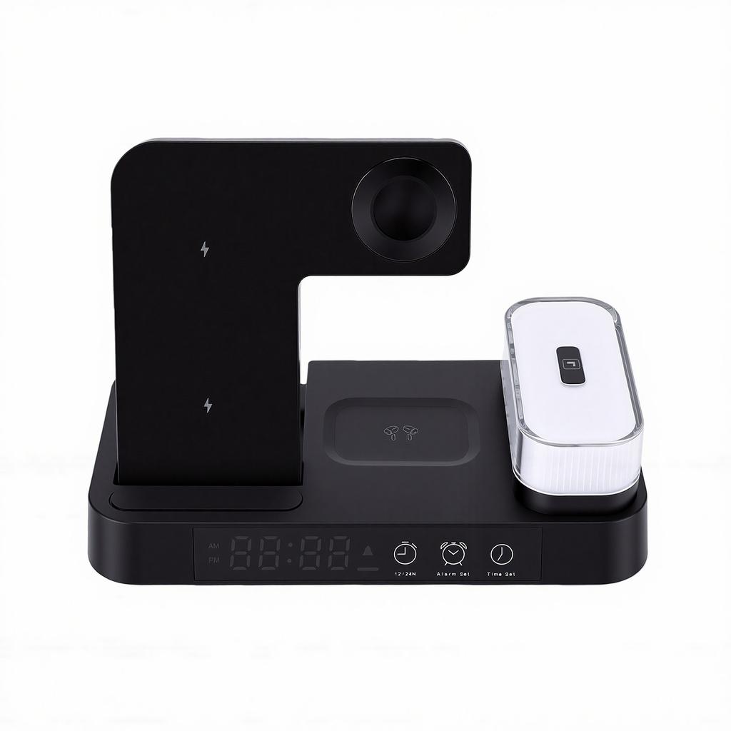 4 In 1 Charging Station Fit for MagSafe LED Display Magnetic Wireless Charger Stand with RGB Night Light for Phone