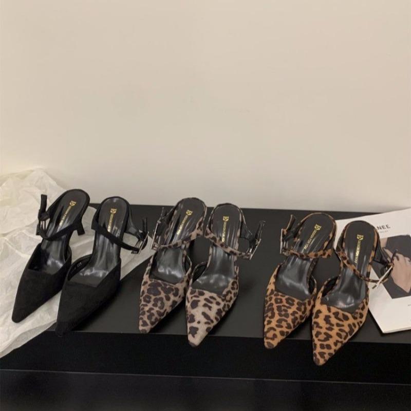 Fashion New Popular Leopard Slippers Shoes Women Slides Sandals Female Footwear Slingbacks Mules Ladies High Heels Sandals Pumps Shoes