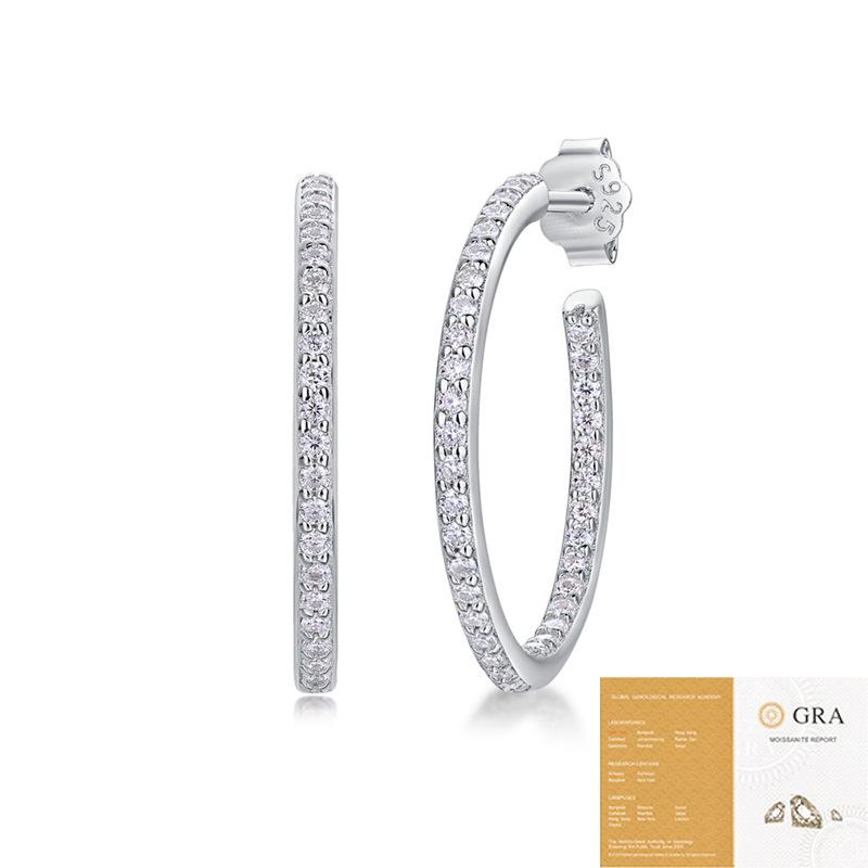 All Moissanite Earrings for Women Lab Grown Diamond Ear Studs 925 Silver Fine Jewelry Gift