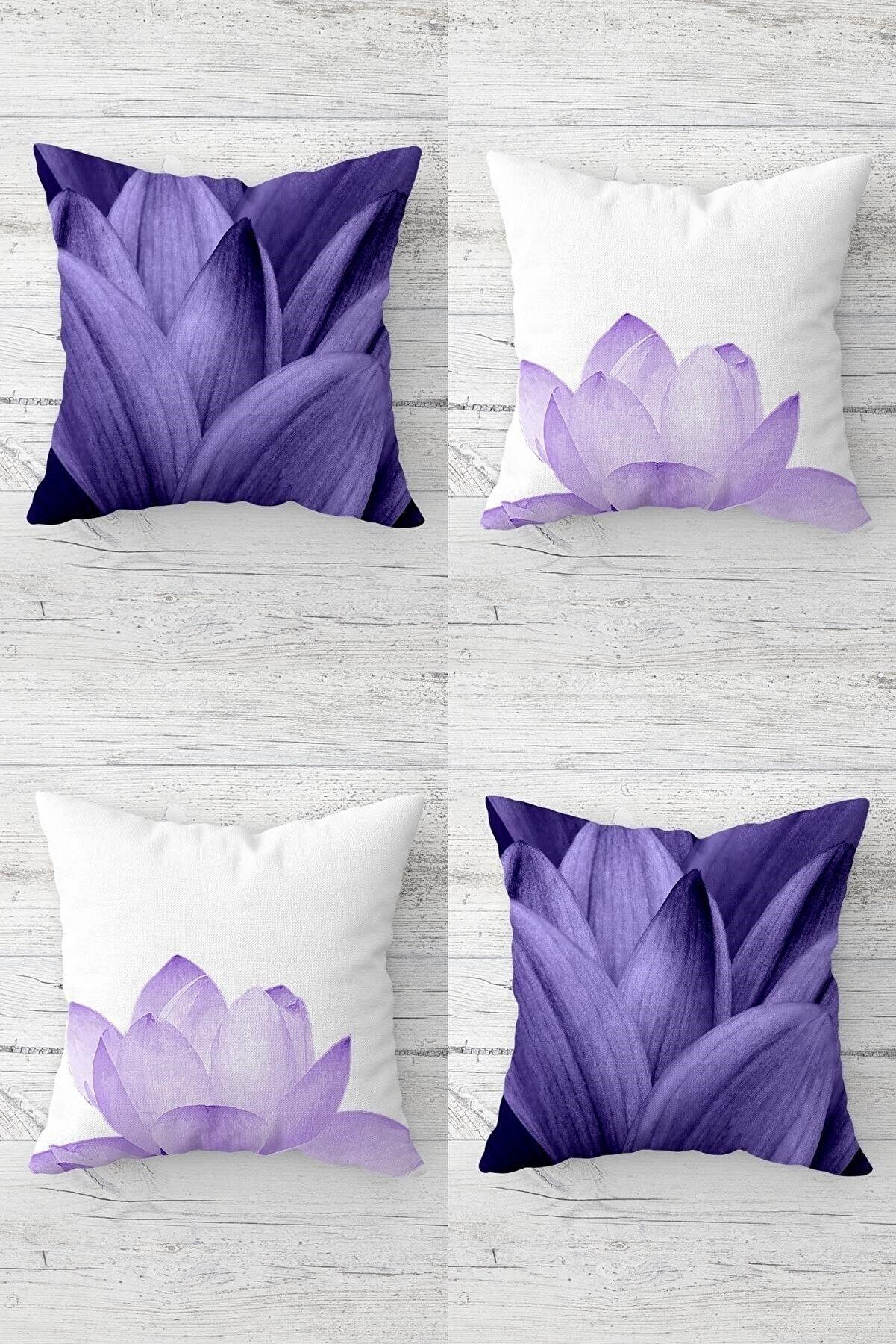 

Lotus Flower of Life Hidden Zippered Throw Pillow Cover Sofa Pillow Case Set (4pcs)