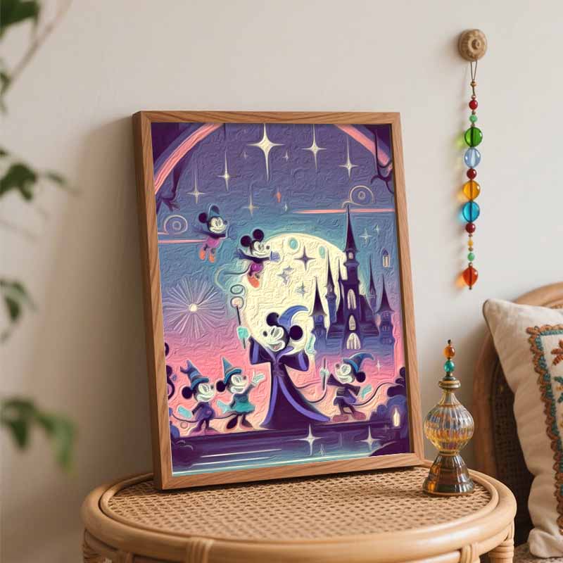 Disney Mickey Mouse magic castle oil painting art set handmade diy gift home decoration