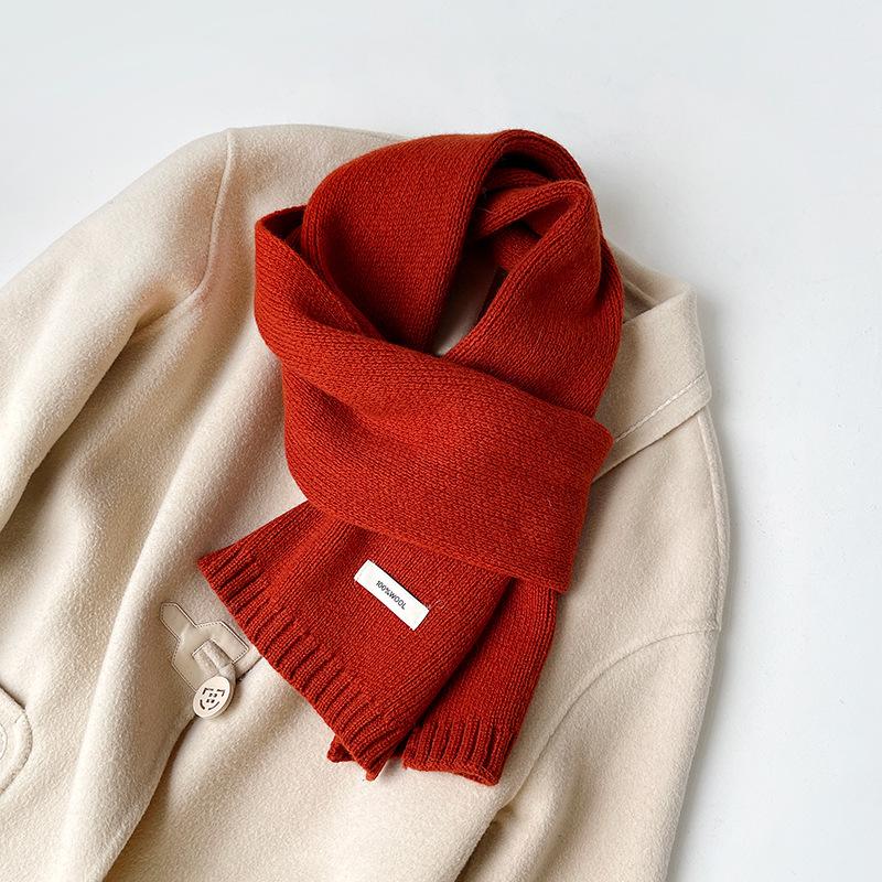 100% Pure Australian Wool Scarf Knitted Warm Neck Warmer For Men And Women New Style Solid Color Versatile Winter Accessory