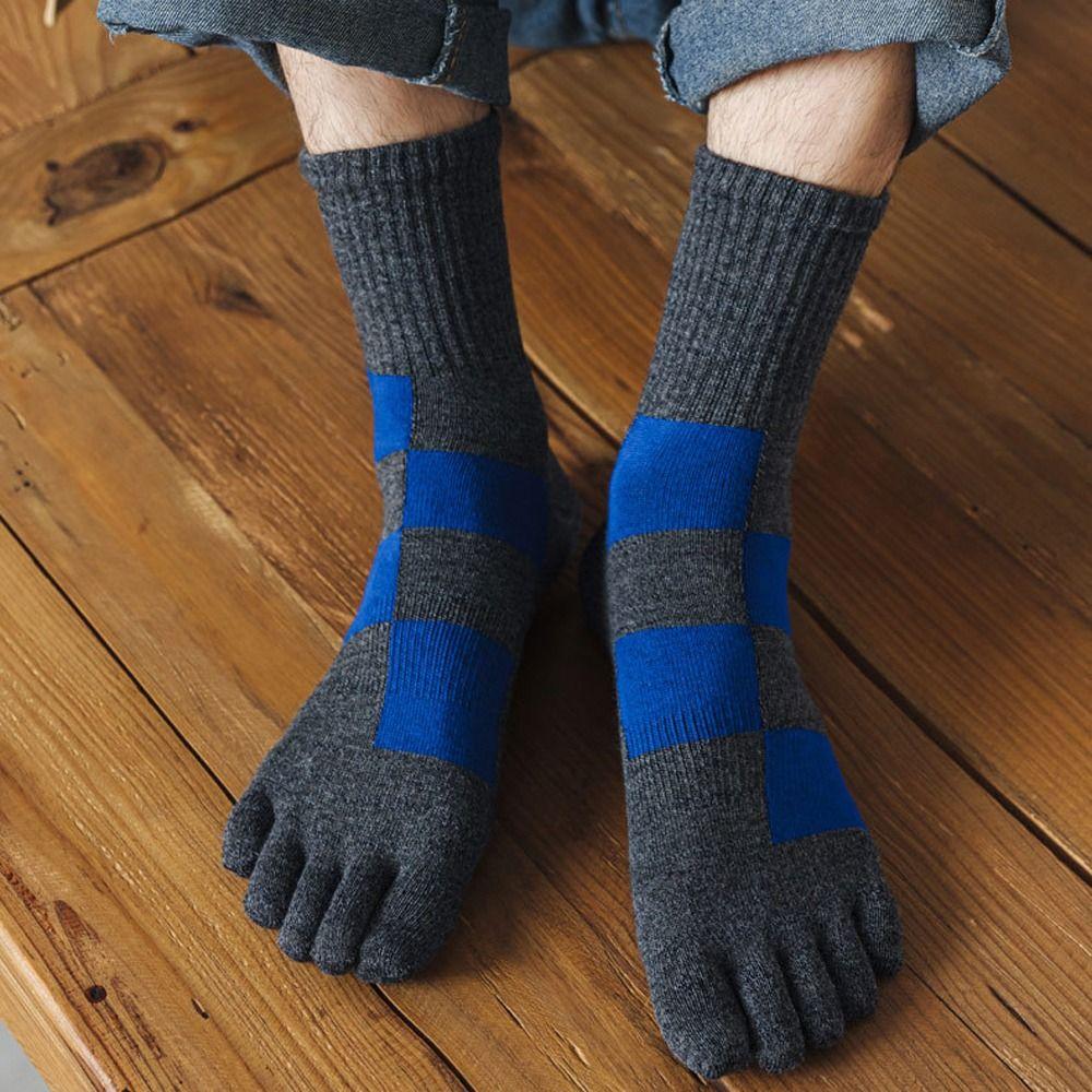 

Хлопковые спортивные носки в клетку с короткими пальцами для бега, носки-трубы, носки с пятью пальцами, мужские спортивные носки оранжевый