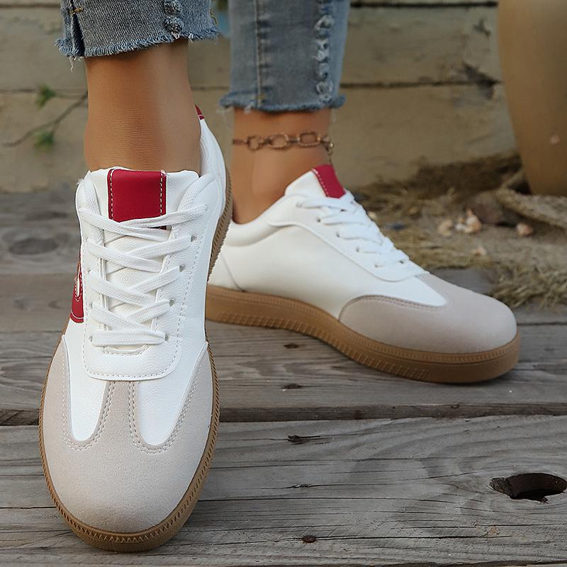 Leichte modische Sneaker für Damen Atmungsaktiv Rutschfest Lässige Sportschuhe Frau Bequeme Schnürschuhe Flache Sneaker Übergröße