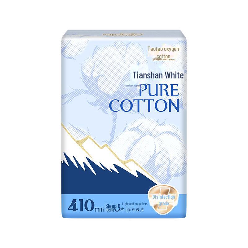 Absorbante igienice de noapte Jie Ling Tianshan din bumbac oxigenat fără parfum 410 mm, pachet de 6