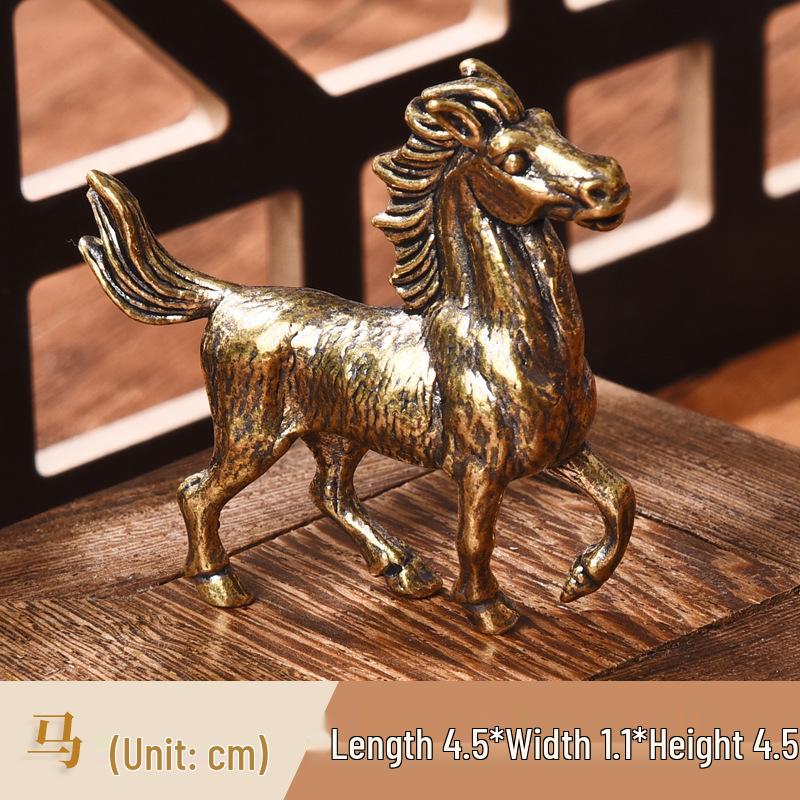 Komplettes Set Messing Chinesische Tierkreisfiguren: Ratte, Ochse, Tiger, Hase, Drache, Schlange, Pferd, Schaf, Affe, Hahn, Hund, Schwein.