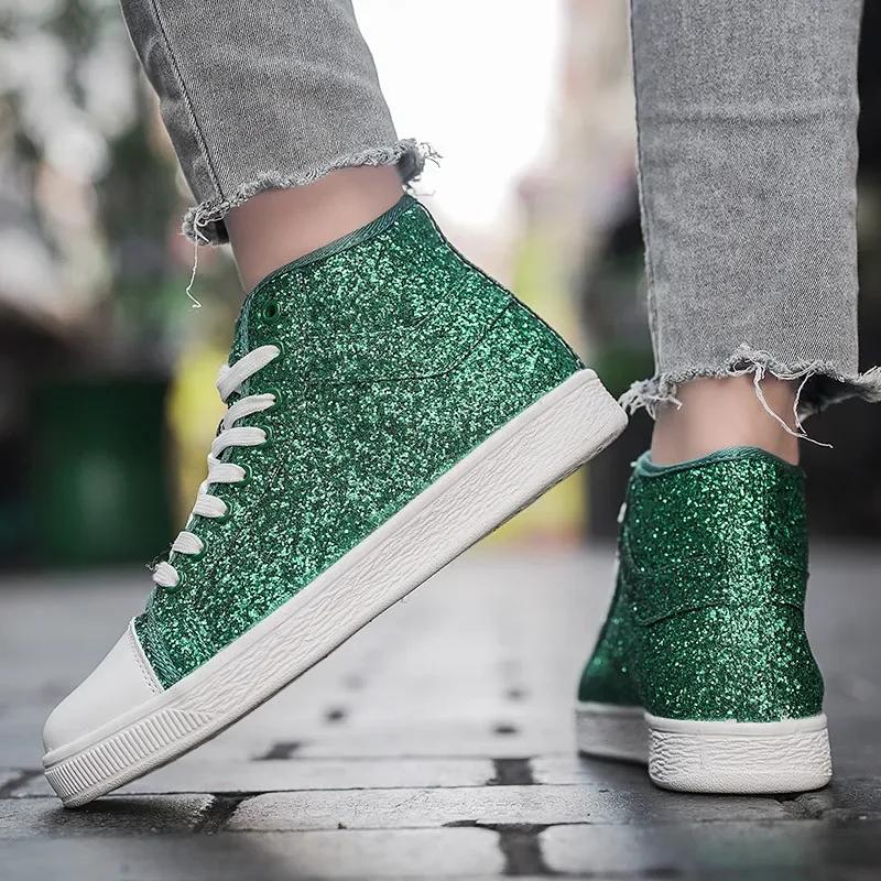Lightweight Women's Vulcanized Shoes Fashion Glitter Sneakers Woman Size 41 Luxury Red Designer Shoes Women High top Sneakers