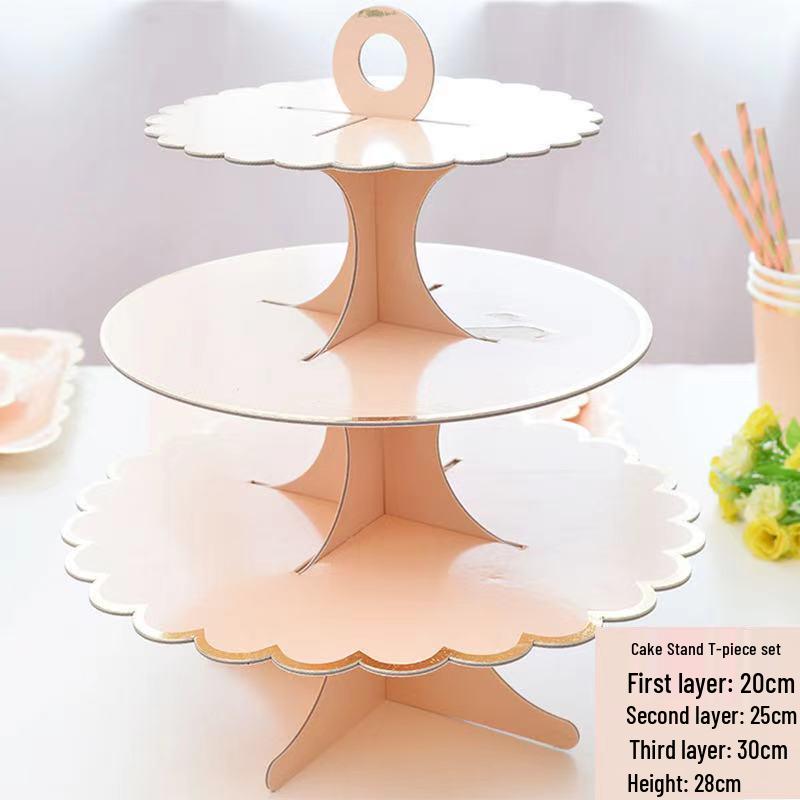 Three-Tier Gold Stamping Cake Stand for Birthday Party Desserts