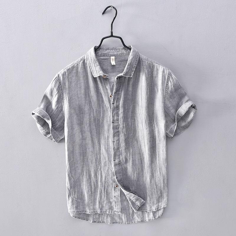 Sommer Baumwolle Tees Männer Chinesischen Stil Retro Kleidung Einfarbig Stehkragen V-ausschnitt Kurze Ärmel Tops & T-shirts Casual Atmungsaktive t-shirt