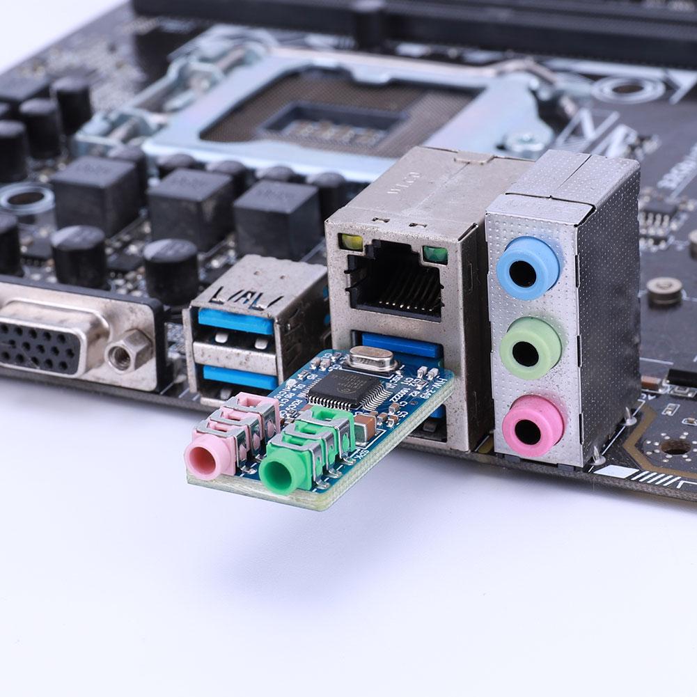 CM108 USB Drive Free Sound Card 3.5mm Headphone Mic Jack Sound Card Module External Sound Card Chip Board for Laptop Computer