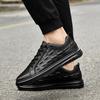 Men's Trendy Cross White Low-Top Cowhide Casual Shoes - Soft Sole, Korean Style
