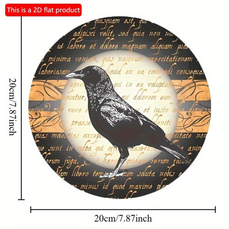 2d Flat 20*20cm, Home Decoration, Crow Wooden Doorplate, Circular Decorative Logo, for Home, Kitchen, Garden, Bedroom, Club Decor.