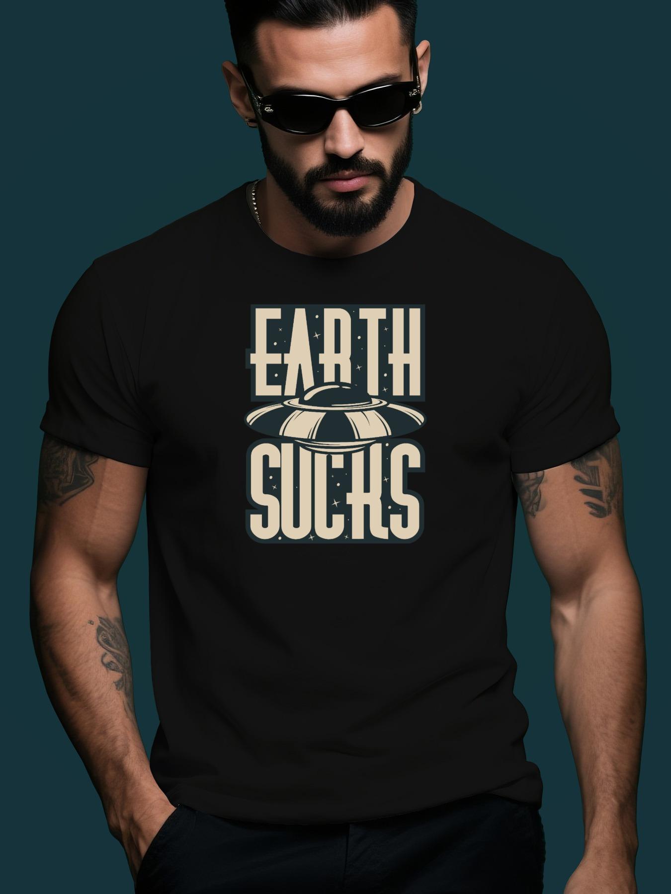 Earth-Sucks UFO Icon Trendy Streetwear Summer Casual Roun... S