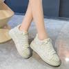 Damen Sommer Mikrofaser Weiße Schuhe Voll Diamant Sportliche Freizeit-Sneaker Modisch Vielseitig Dicksohlige Damenschuhe