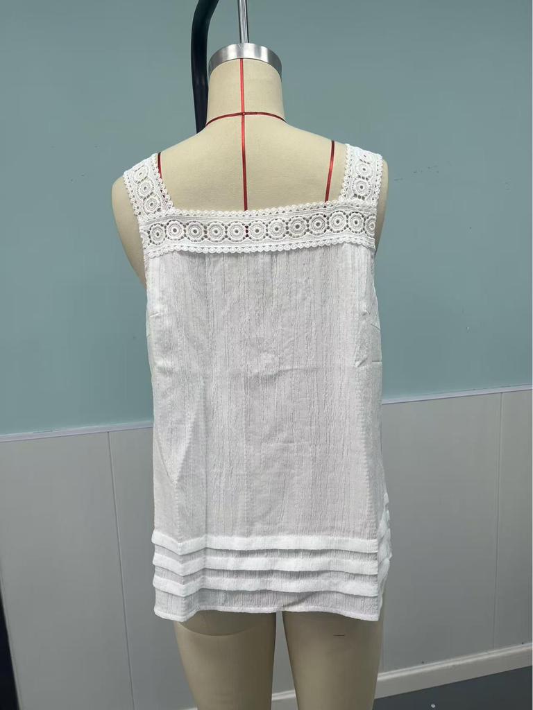 2025 Summer Pleated Lace Patchwork Slimming Versatile Vest Top