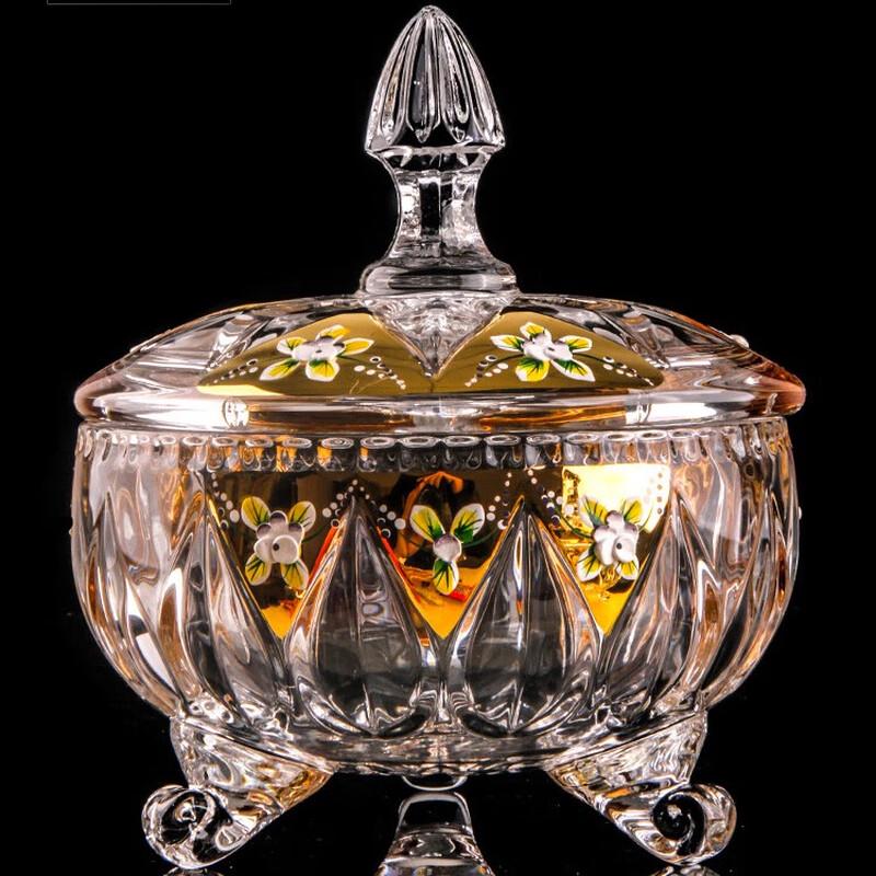 Fulaivenci Evropská Křišťálová Skleněná Smaltovaná Květinová Nádoba na Cukroví a Ořechy