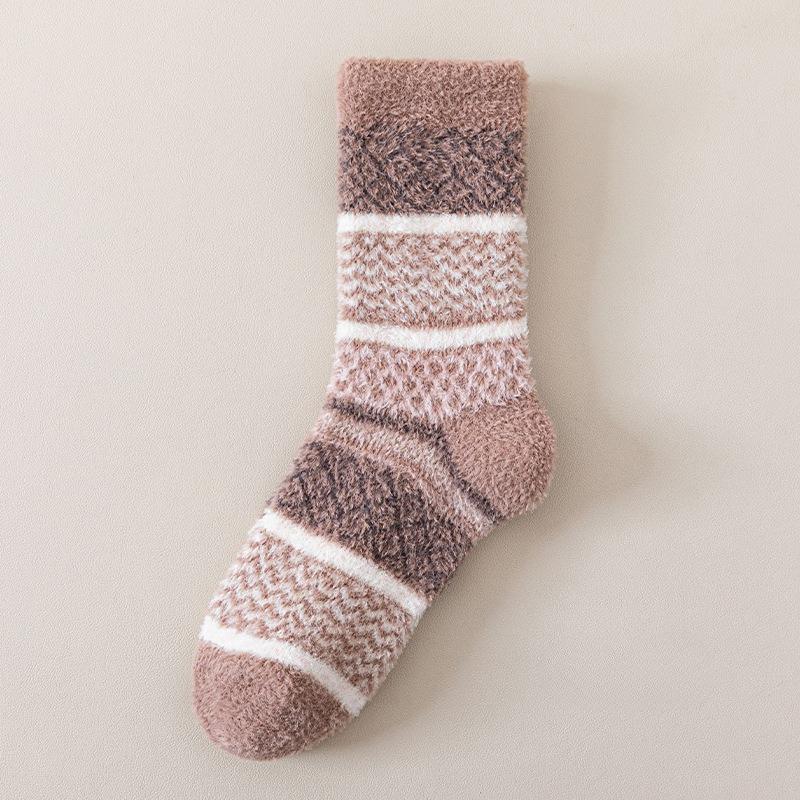 Autumn and Winter Coral Fleece Socks for Women Warm Floor Socks Home Tube Socks Sleep Socks Half Fleece