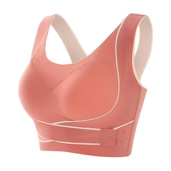 Front Cross Side Buckle Sports Bra for Women Wireless Posture Correction Bra Full Coverage Push