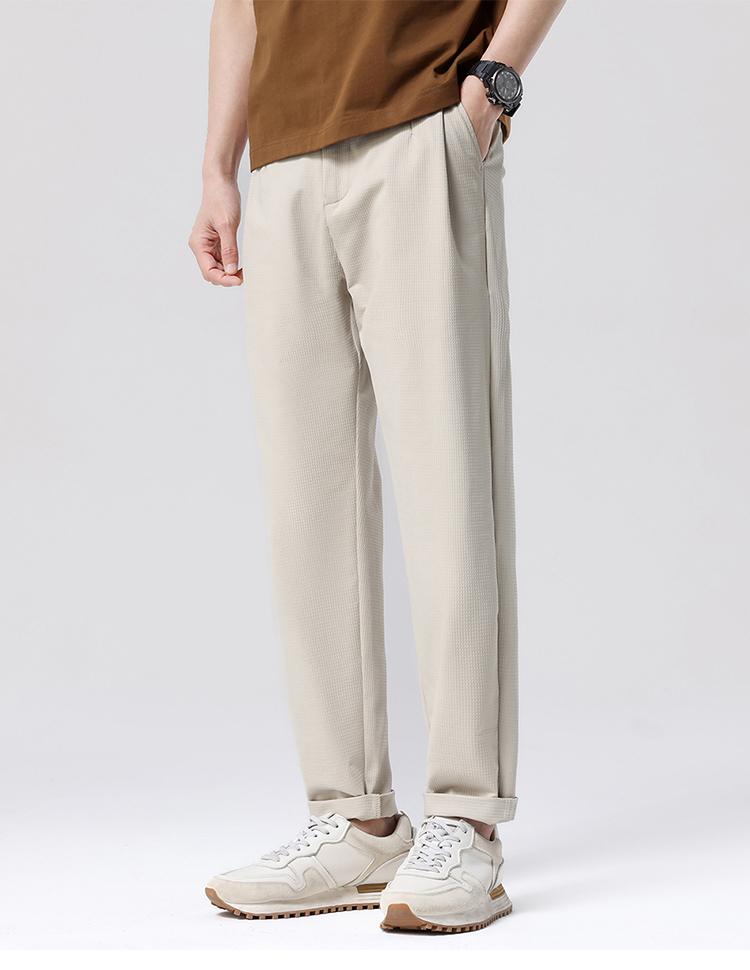 Three Dimensional Jacquard Plaid Skin-Friendly Tapered Men's Casual Pants