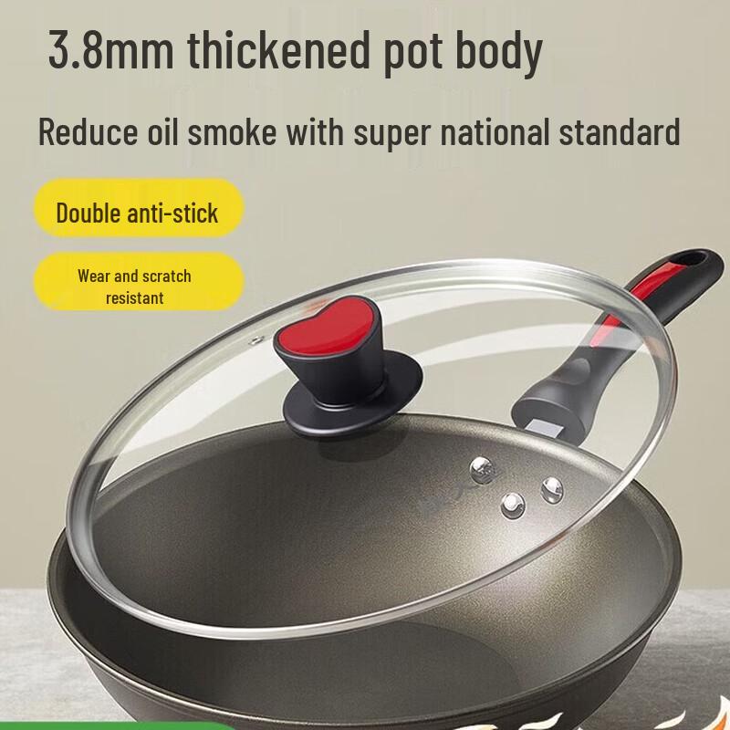 COOKER KING 34cm Smokeless Non-Stick Stir-Fry Wok with Handles