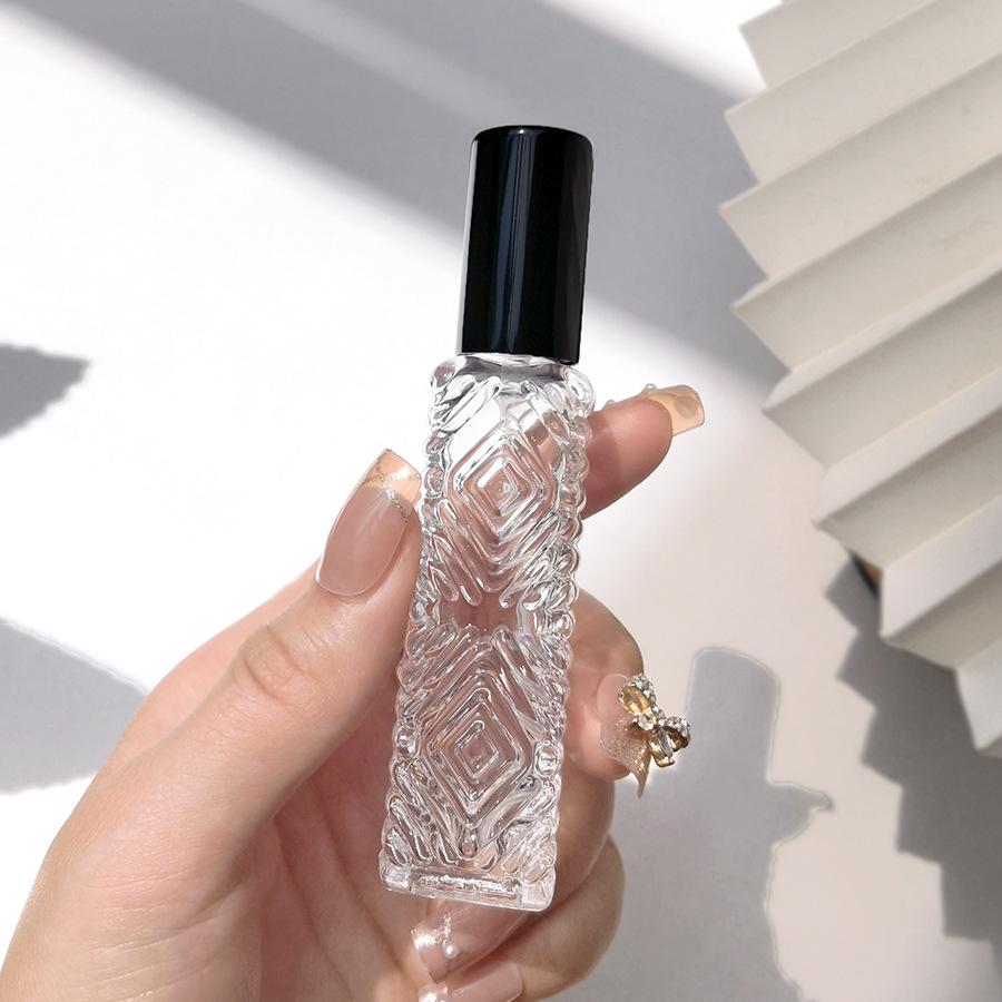 1pc 12ml Aluminum Alloy Spray Head Glass Bottle Diamond Pattern Small Perfume Atomizer Bottle