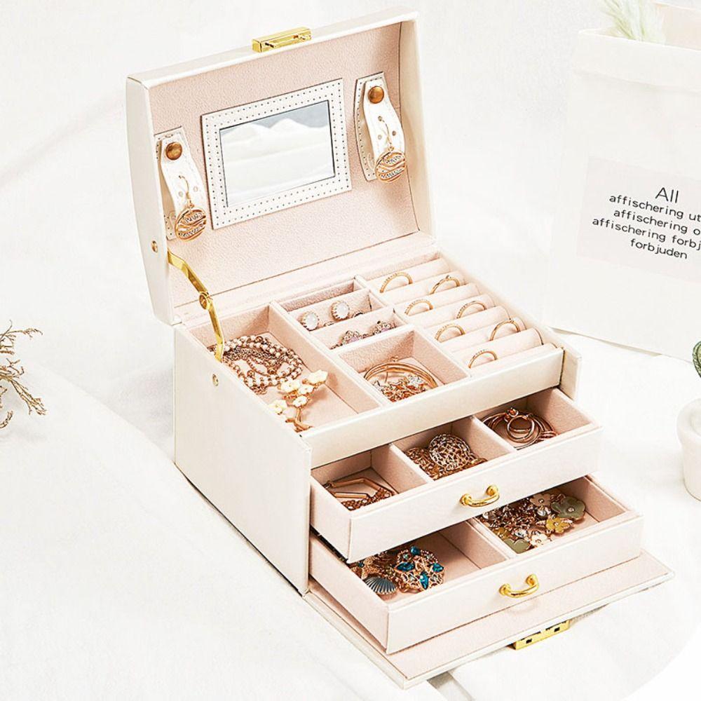 Rings Necklace Jewelry Holder PU Leather Jewelry Storage Case Fashion Square Jewelry Box  Outdoors