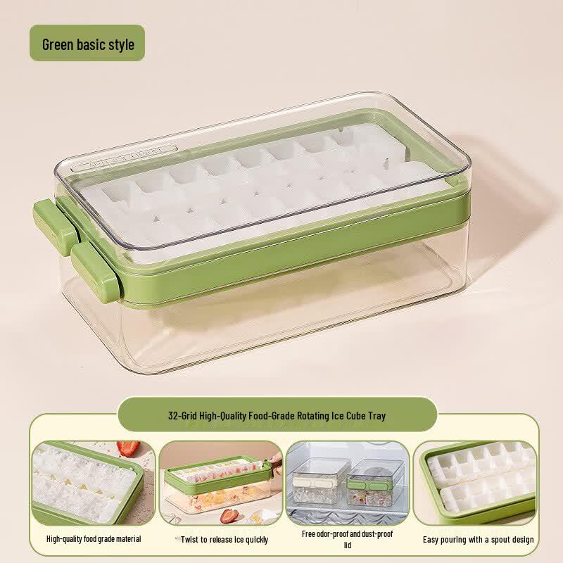 Press-Type Ice Cube Tray with Lid
