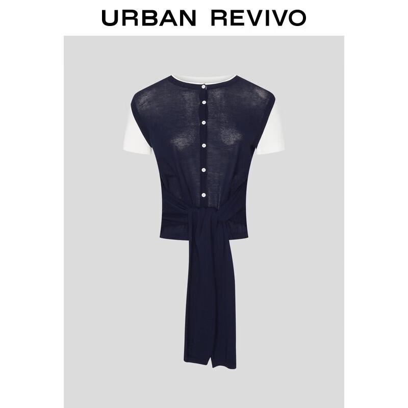 

UR Women s Color Block Tie-Up Short Sleeve Knit Top L