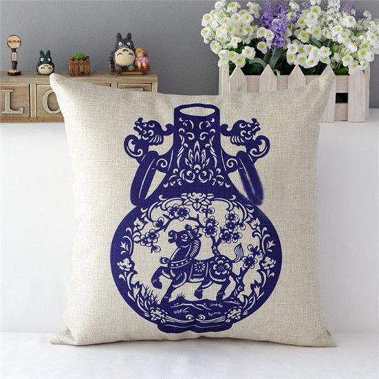 

Vintage Chinese Style Linen Pillow Case Sofa Waist Cushion Cover Bed Home Decor