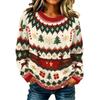 Maglione da Donna Casual a Manica Lunga con Scollo e Stampa Natalizia per le Feste