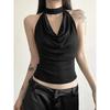 Y2K Caldo Emo Estate Donne Gyaru Acubi Streetwear Sexy Casual Nero Bianco Grunge Senza Maniche Schiena Nuda Halter Gilet Crop Top Vestiti