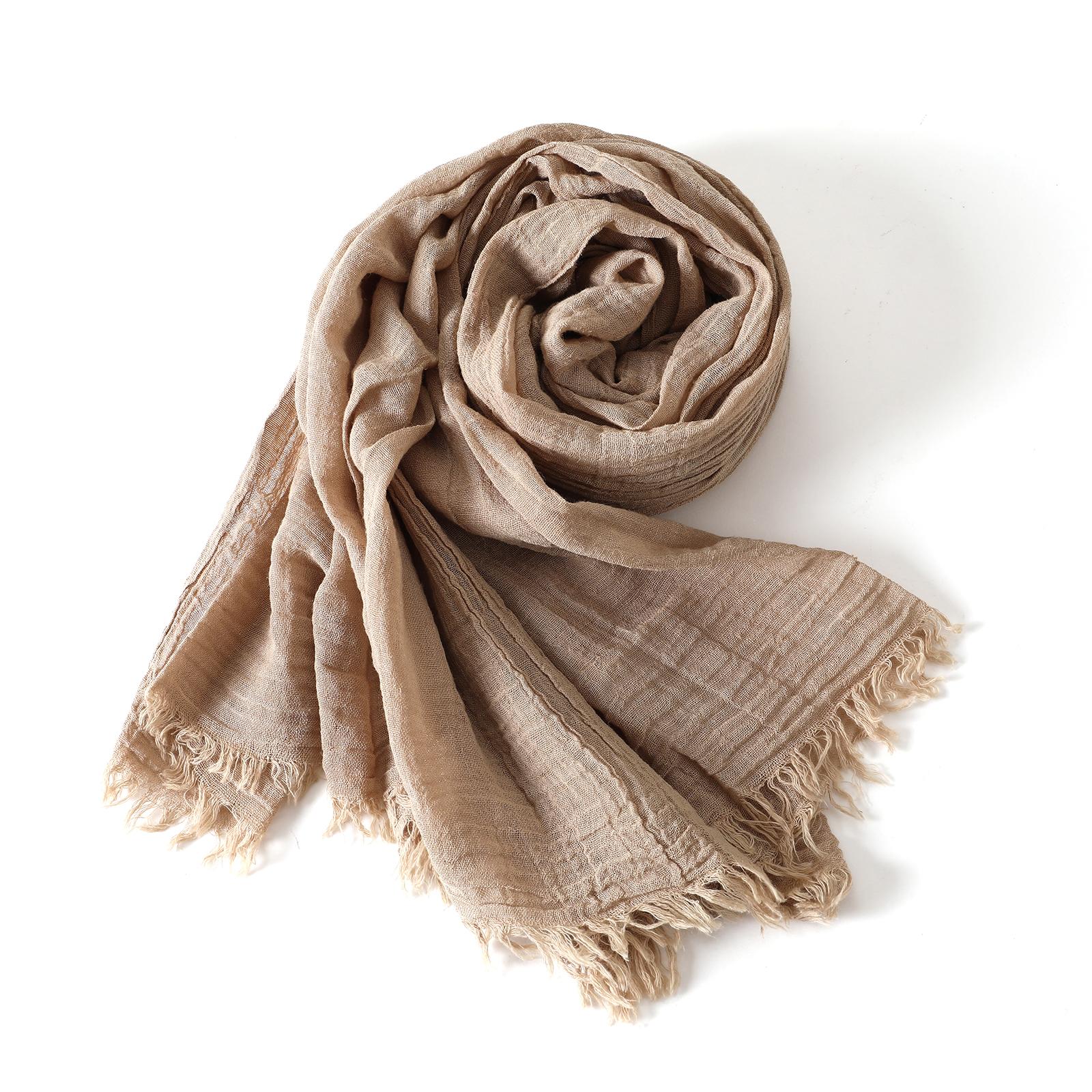 Yto Scarf Women's Solid Color Cotton Linen Men's Scarves Autumn Winter Warm Neckerchief Muffler Male Accessories Short Tassel Bufanda Shawl