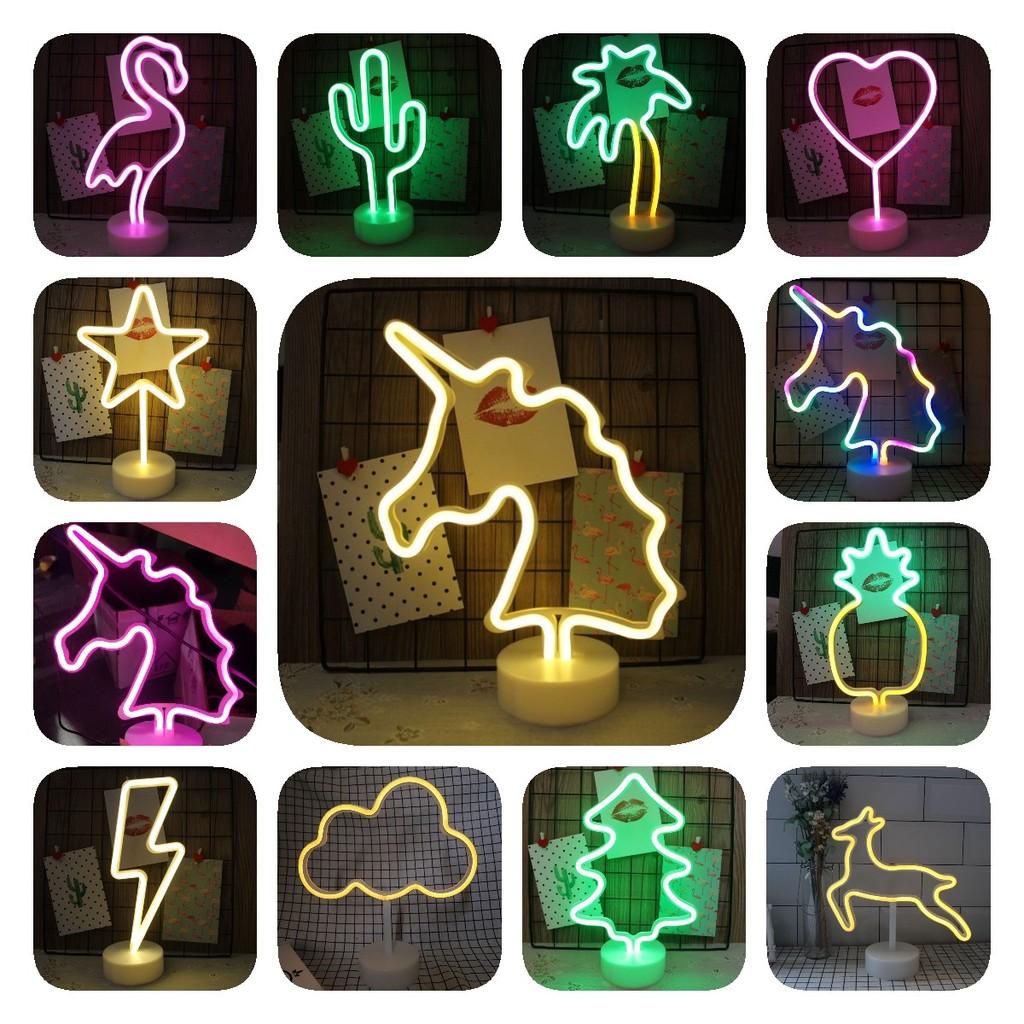 Shaped Led Cactus Neon Signs Light Holder Base Table Decoration Night Lamps