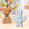 Yousheng Easter Muscle Bunny Figurine Cute Mini 3D Printed Bunny Statue Collectible Rabbit Ornament for Spring Home Table Shelf Decor