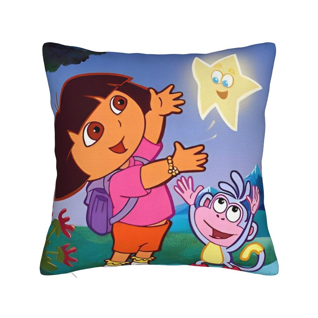 DDoras  and Boots Square Pillowcases Polyester Couch  Cushion Case Creative Decor Pillow Cover 4040