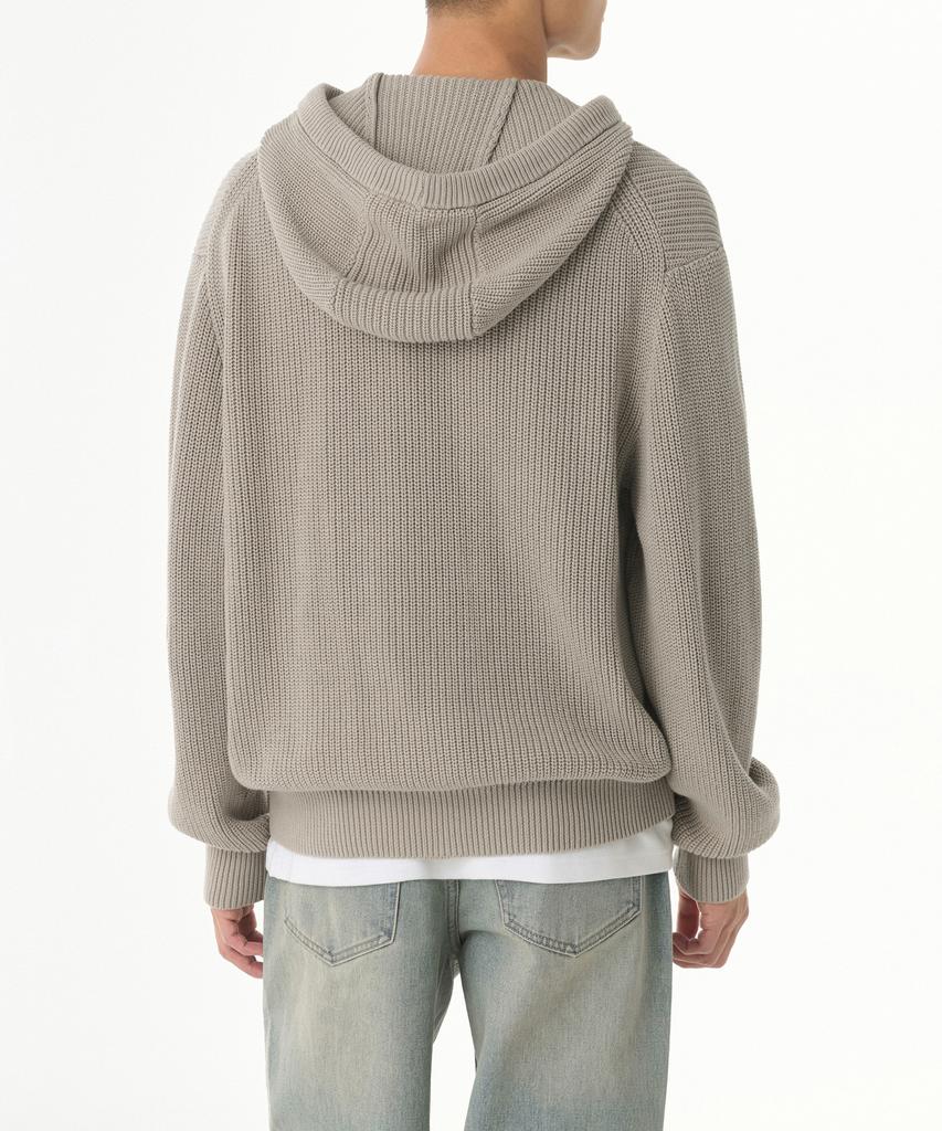 Musinsa Standard Ribbed Knit Hooded Zip-Up [Light Warm Grey]