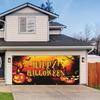 Outdoor sunset pumpkin and ghost castle designed Halloween garage door banner - holiday wall decoration for holiday cele