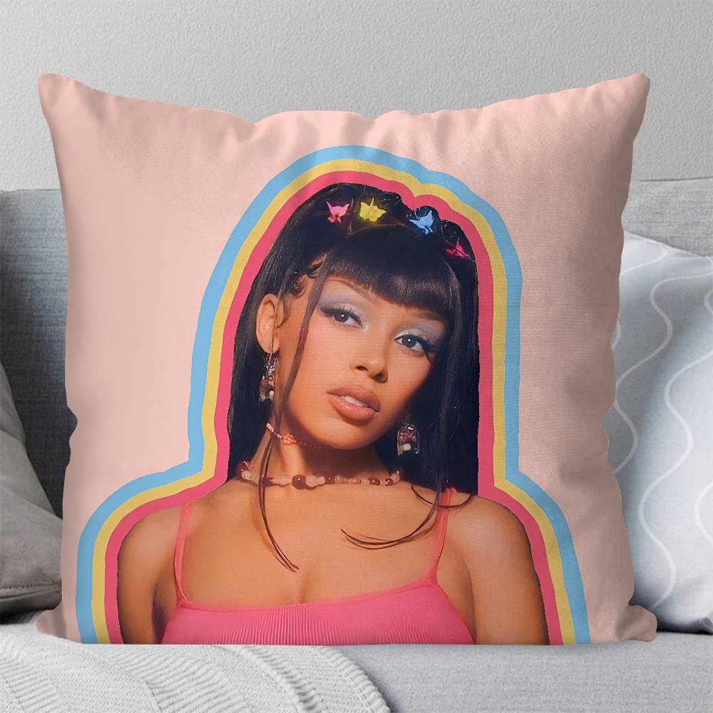 Singer D-Doja Cat Pillow Case Square Pillow Bedroom Sofa Leisure Comfort Cushion Car Living Room Home Decoration