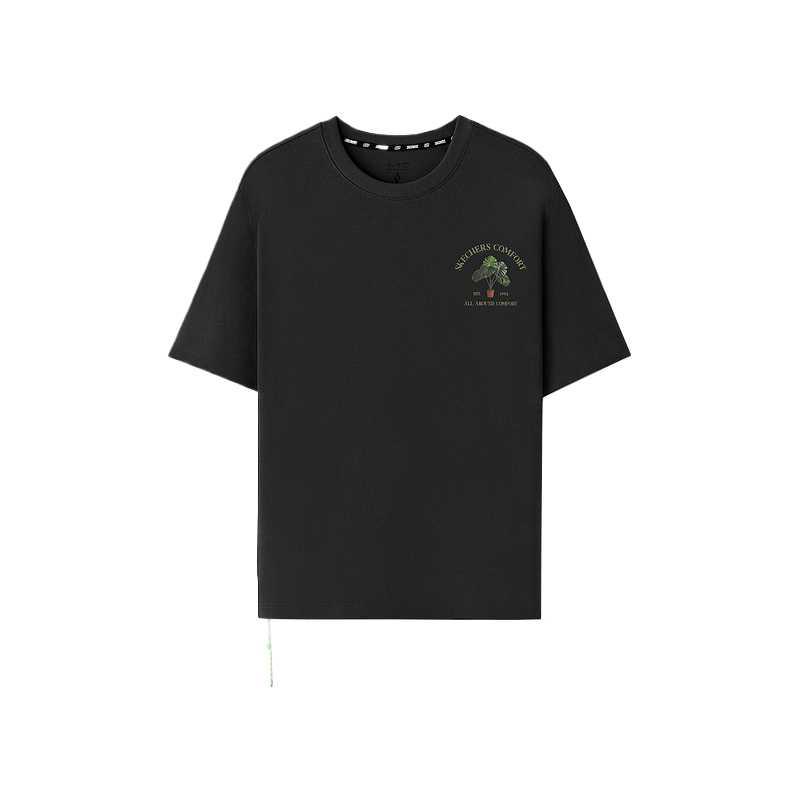 Skechers Comfortable Casual Simple Versatile Short Sleeve T-Shirt Men Tops Carbon-Black L225M102-0018 M