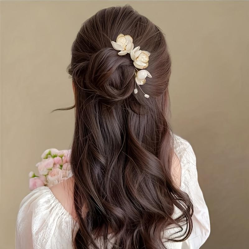 1PC Handmade Flower Hairpin, U-shaped Hairstyle Accessories, Hairpin Headdress, Hairpin Antique Style, Suitable for Bun Extension and Production