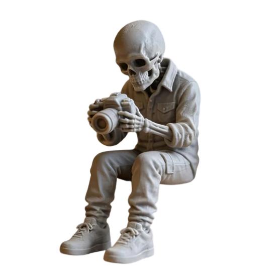 3D Printed Sitting Skeleton Indoor Decor Statue Halloween Figurines B