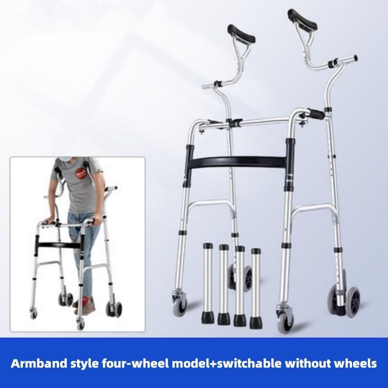 Achselkrücken Gehhilfe Rollator für Behinderte Standrahmen aus Aluminiumlegierung Gehhilfe Walker Gehhilfe für die Rehabilitation älterer Menschen