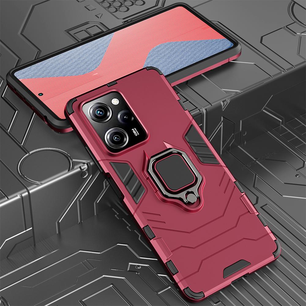 KEYSION Custodia antiurto per armatura per POCO X5 Pro 5G Custodia in silicone + anello in metallo per PC Custodia per telefono per Xiaomi POCO X5 5G