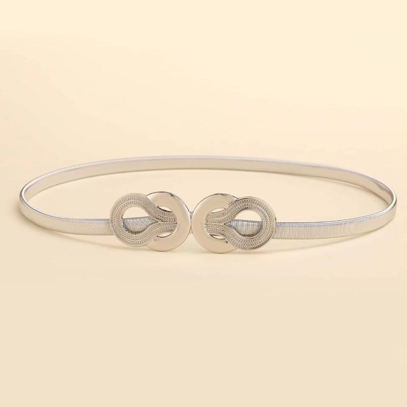 XYNN Gouden Ketting Riem Vrouwelijke Taille Verstelbaar Designer Riemen Voor Vrouwen Luxe Merk Punk Jurk Elastische Tailleband 64cm zilver