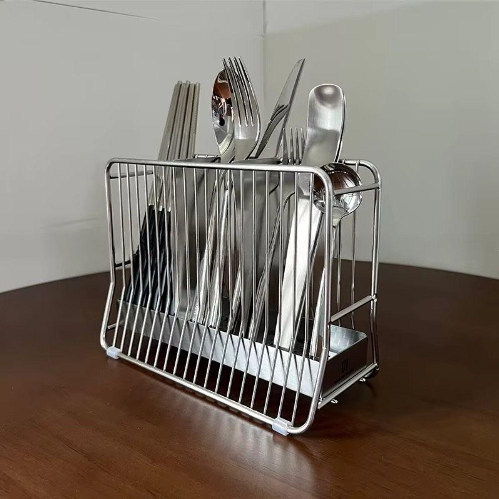 Large Capacity Stainless Steel Chopstick Bucket Moisture-proof Chopstick Draining Rack  Kitchen Use