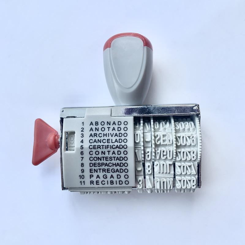 English/Spanish Office Affairs Seal Multi-functional Financial Date Hand Account Scroll Seal Date Stamp