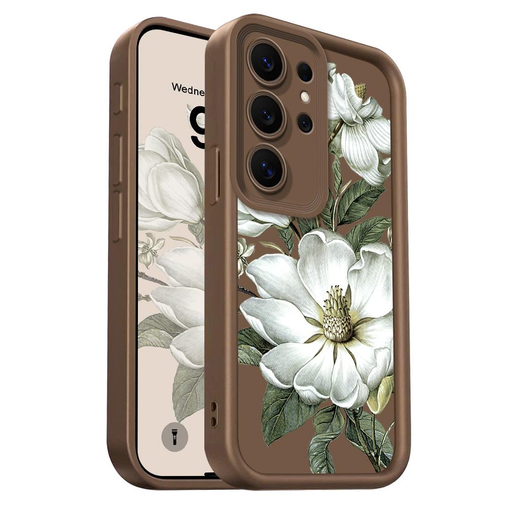 Magnolia Flower Phone Case For Samsung Galaxy S26 S25 S24 FE Plus Ultra 5G Staircase Soft Cover