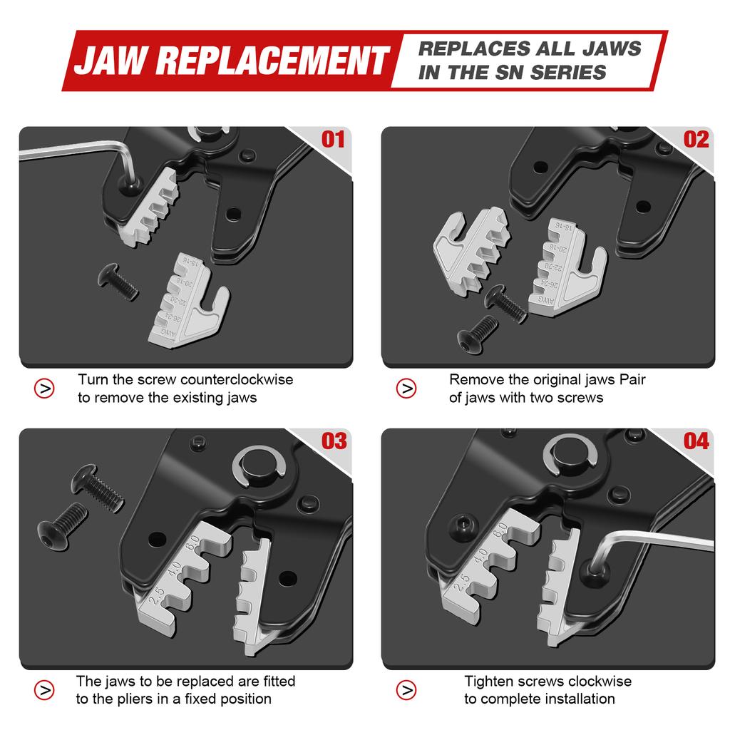 Crimping Tool Set For Dupont JST MOLEX Terminals,No/Pre Insulated Ferrules,Butt Connectors,Solar & Coax Connectors,SN-58B 6 Jaw