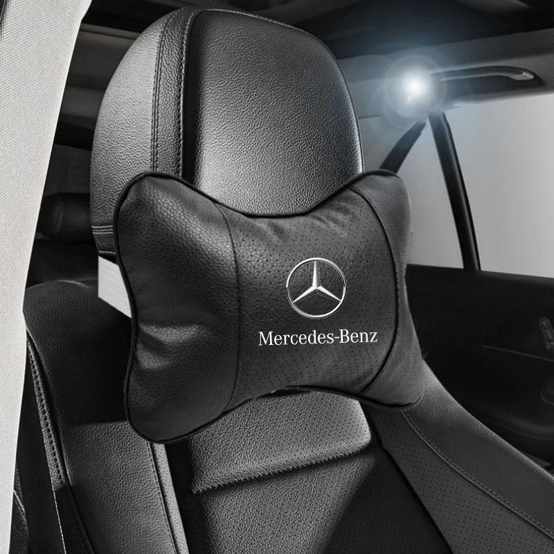 Car Seat Headrest Auto Logo Neck Pillow Car Accessories For Mercedes Benz A B C E S Class CLA CLS SLK GLA GLC GLB GLK AMG W204